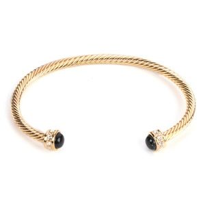 Halcyon Days Skinny Sparkle Torque Bangle Black & Gold